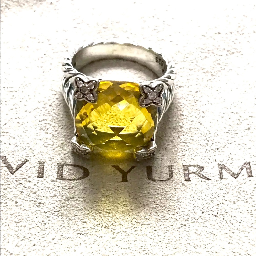 David Yurman 14mm Lemon Citrine Diamond Ring
